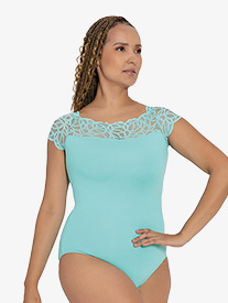 So Danca - Womens "Elena" Curvy Short Sleeve Lace Leotard