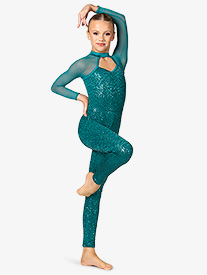 Double Platinum - Girls Luxe Lines Sequin Unitard