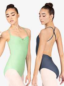 Mariia Crown - Womens Pinch Front Crisscross Camisole Leotard