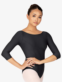 Mariia Crown - Womens Boat Neck 3/4 Sleeve Leotard
