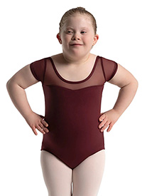 Capezio - Studio Collection Mesh Yoke Short Sleeve Leotard - Girls